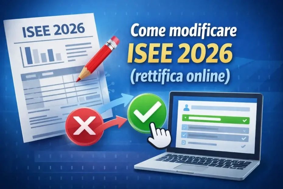 Immagine in evidenza del tutorial per modificare o rettificare l'ISEE 2026 online