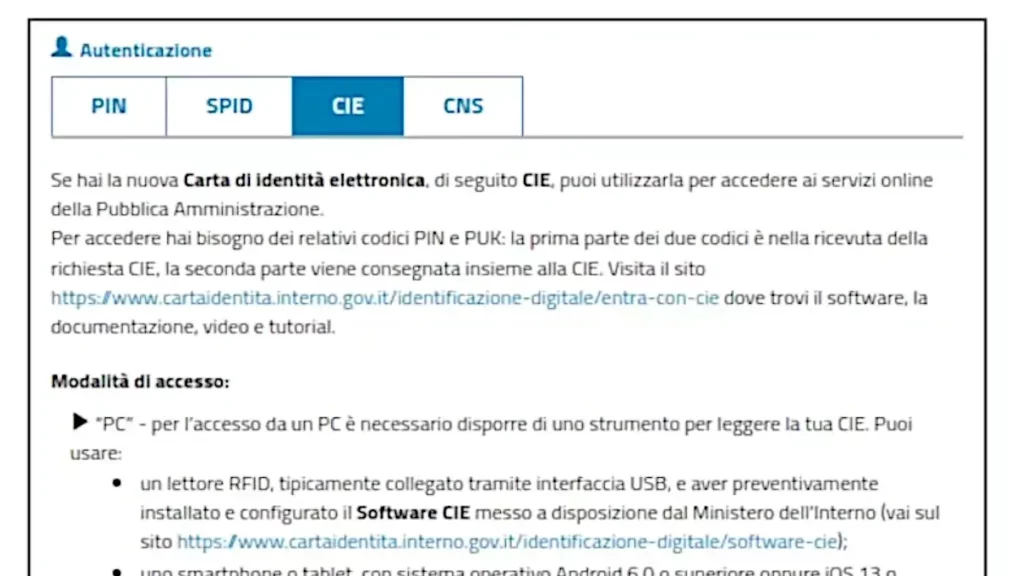 Guida per usare la carta d'identità elettronica al posto dello spid