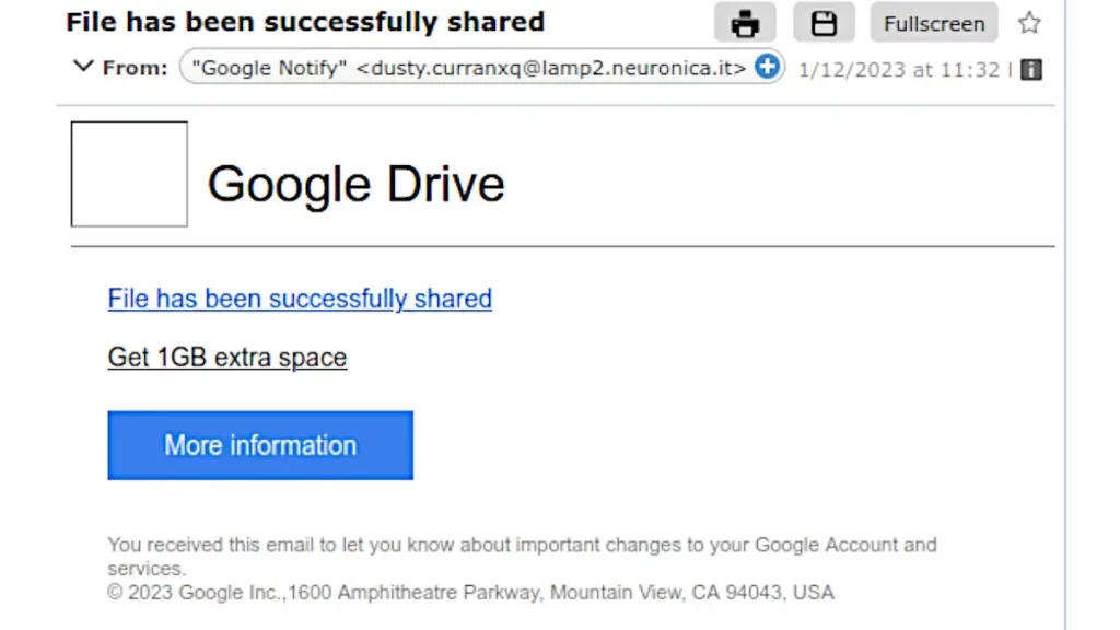 Riconoscere la truffa che imita Google Drive