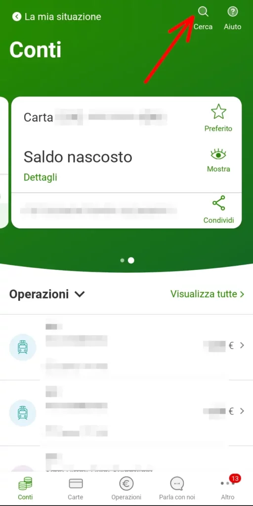 Passaggio 1 da APP - Giacenza e Saldo San Paolo