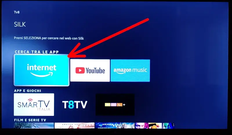Apri Silk o Internet sulla chiavetta Fire TV