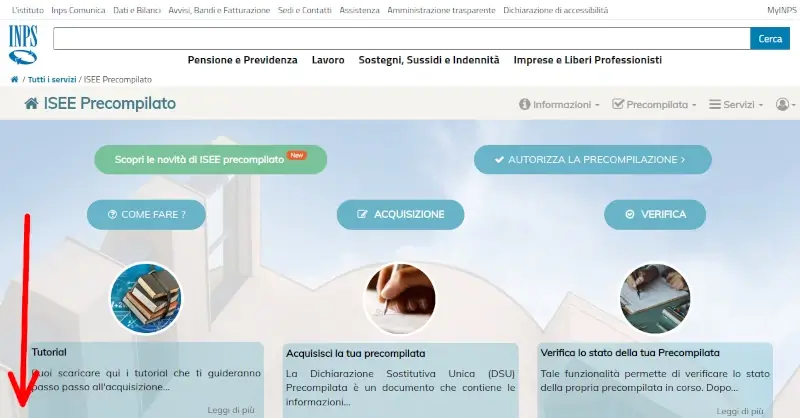 Per modificare l'isee precompilato vai sulla pagina e scorri verso il fondo