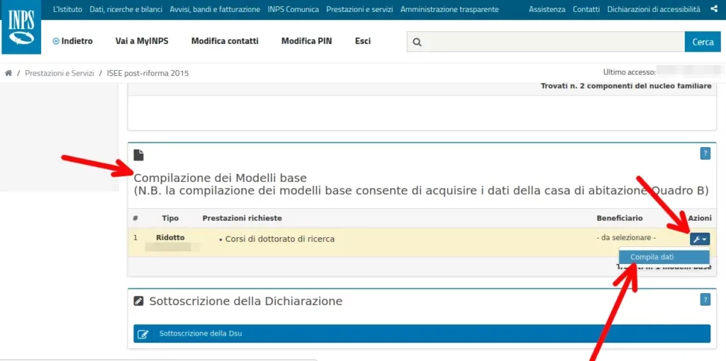 Isee Dottorato - 15 imposta il beneficiario della prestazione