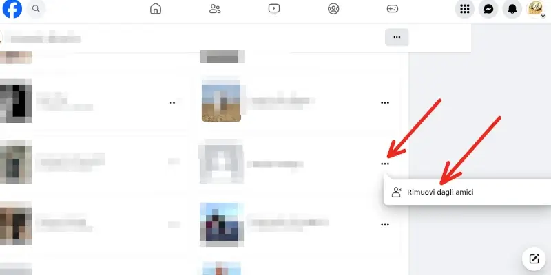 Da PC - Passaggio 2 - Clicca sui tre puntini di fianco all'amico e clicca "rimuovi"