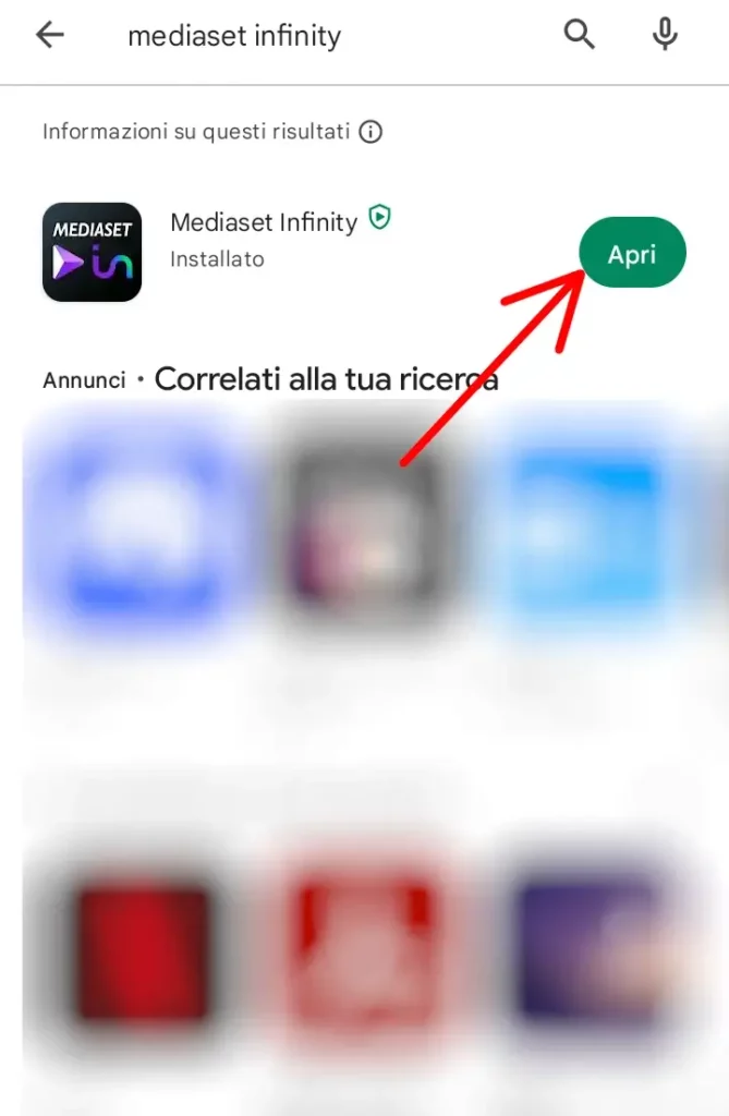 Una volta installata l'app, clicca su apri