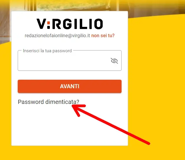 Clicca su password dimenticata