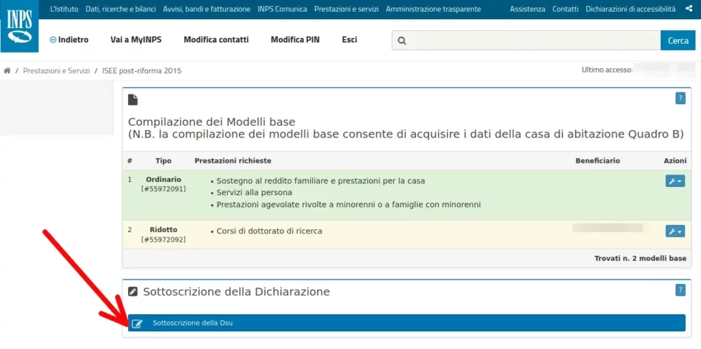 Isee Dottorato - 20 clicca su sottoscrizione della dsu