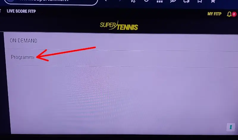 clicca su programmi sotto a on demand