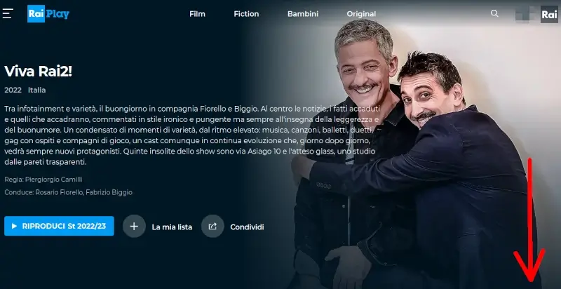 Ecco la pagina della trasmissione di fiorello.