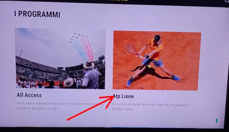 scegli il contenuto e guarda il tennis sulla fire tv