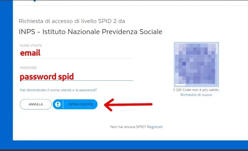 pc 4 - inserisci email e password e clicca su entra con spid