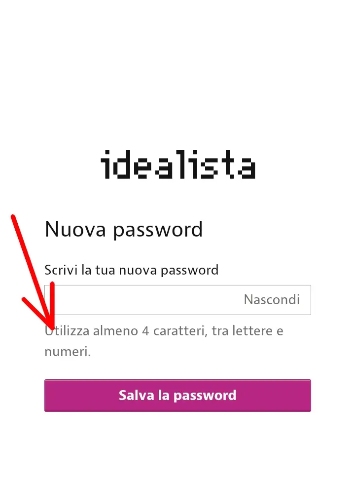 Inserisci la nuova password idealista