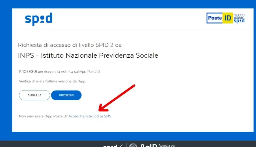 accesso inps posteid da pc 5 - clicca su accedi tramite codice sms 