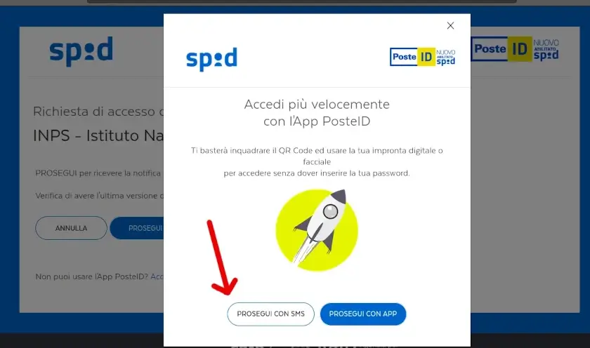 accedere con spid da pc 6 - clicca su prosegui con sms