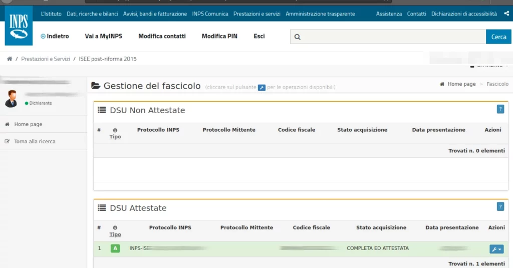 Trova le dsu attestate in corso di validità che puoi modificare