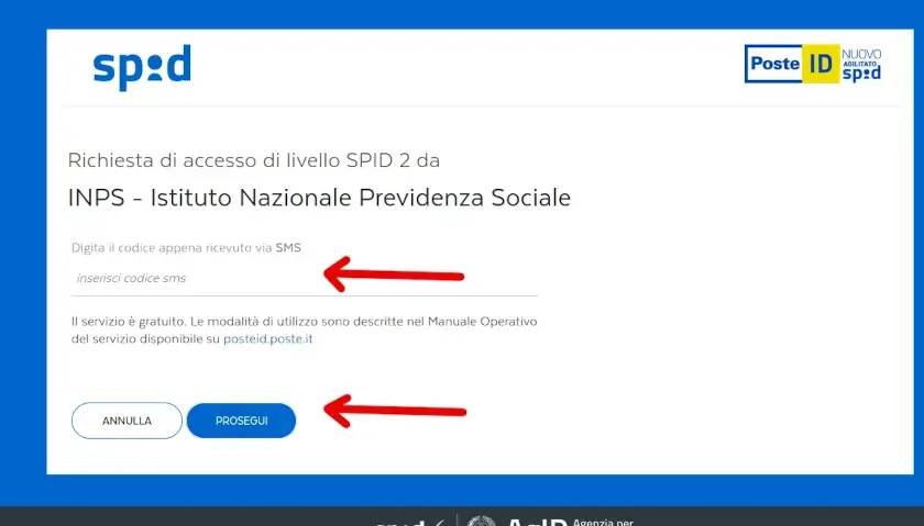 pc 7 - inserisci il codice otp e clicca su prosegui