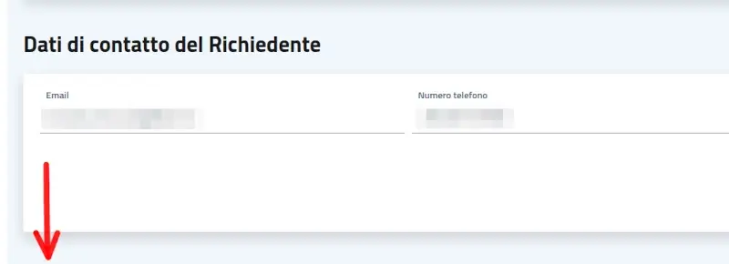Inserisci i dati di contatto del richiedente.