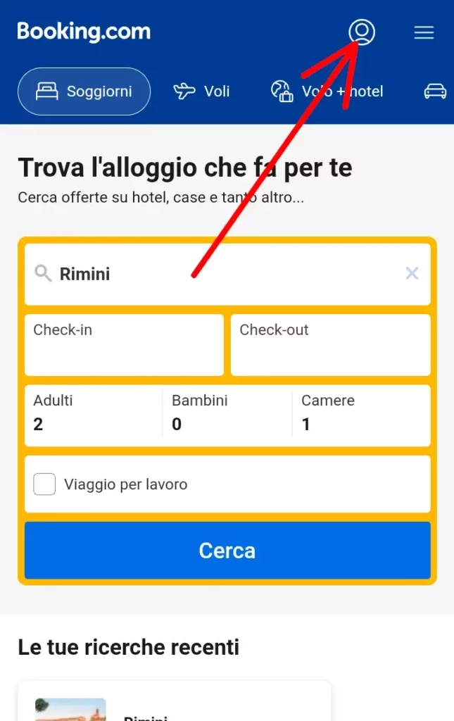 Iscriversi a Booking.com dal Telefono