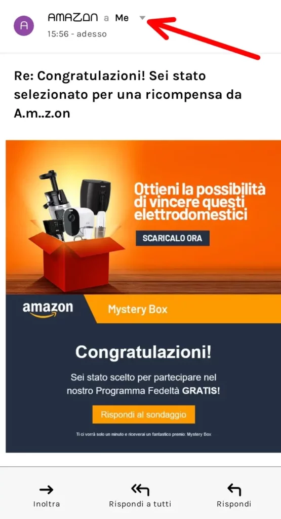 Truffa Email che si finge amazon