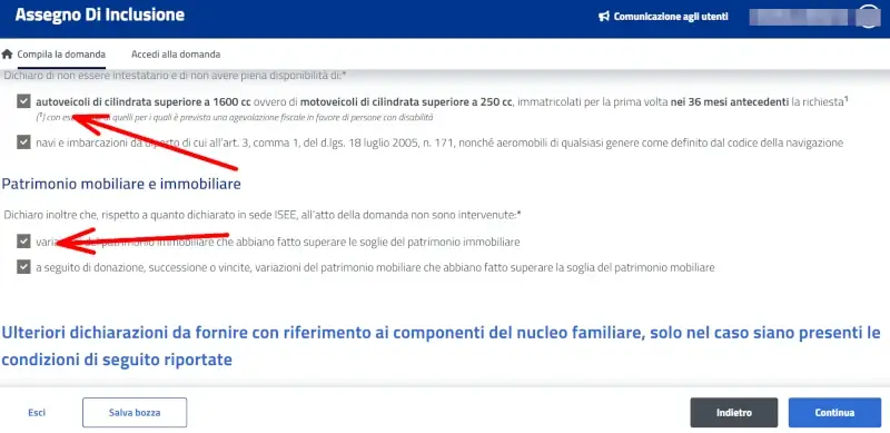 dichiara di non possedere auto o moto di grossa cilindrato o barche e aerei