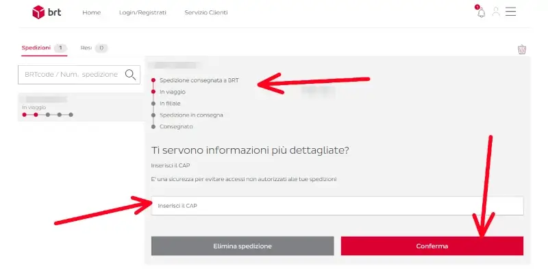 Ora puoi tracciare la tua spedizione brt online