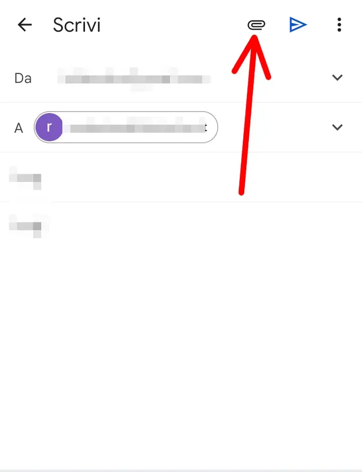 clicca sul simbolo della graffetta per allegare il file su gmail