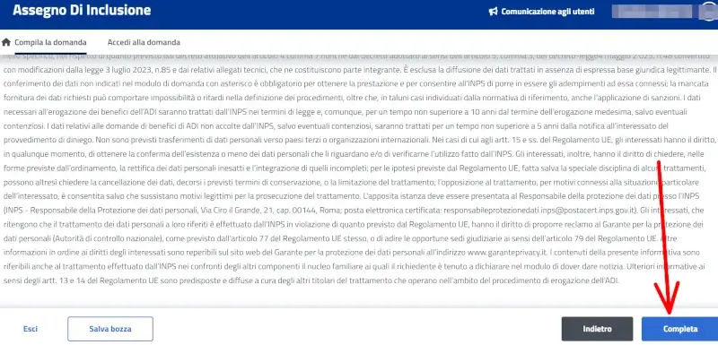 Completa la domanda per richiedere l'assegno di inclusione