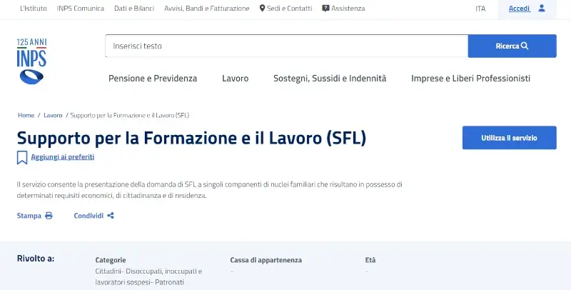 Iscrizione al Supporto allaFormazione e il Lavoro (SFL)