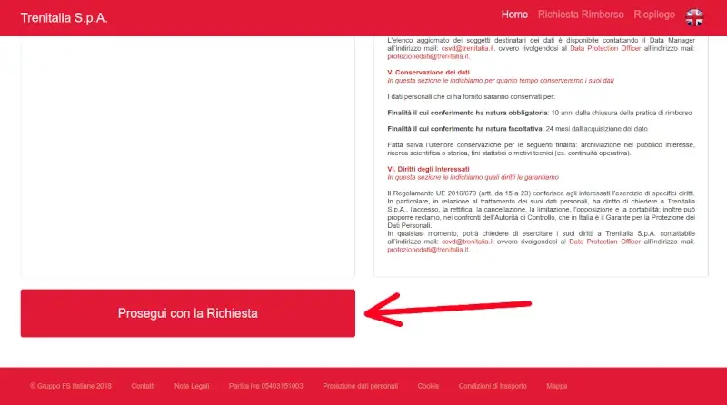 Compilare il web form online di trenitalia