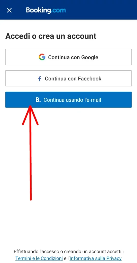 Puoi registrarti usando google o facebook oppure la mail