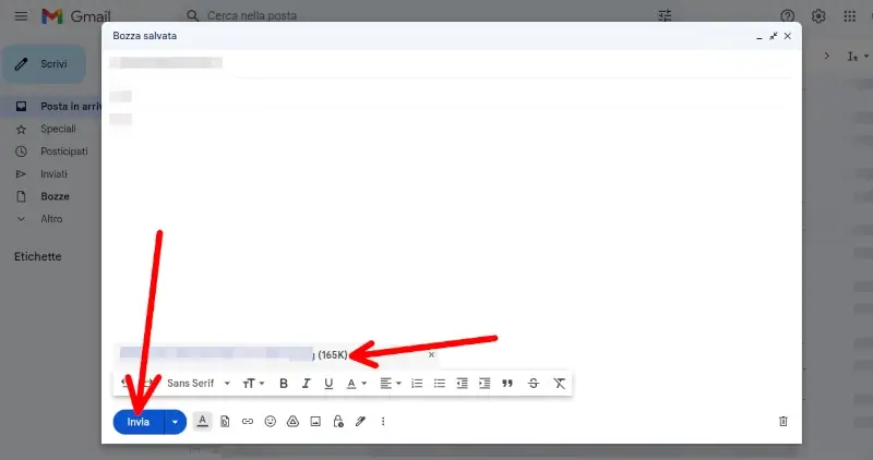 Dopo aver allegato il file clicca su invia
