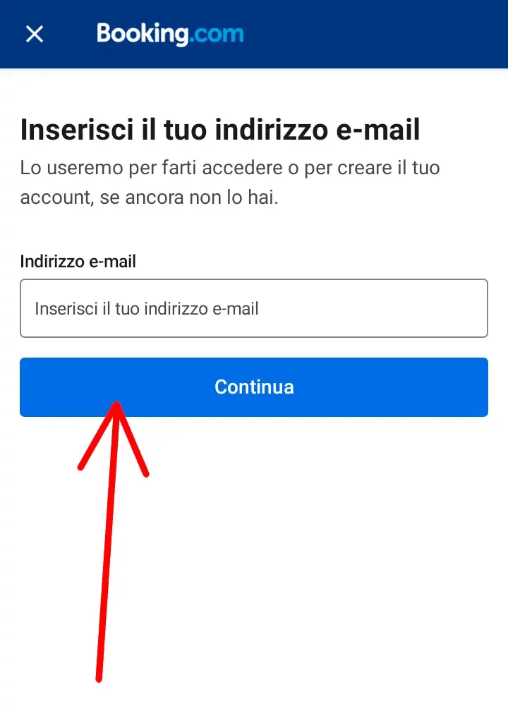 inserisci l'indirizzo email per registrarti e clicca il link alla mail