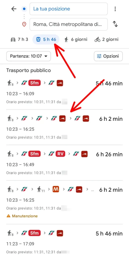 su google maps puoi consultare il percorso migliore anche sui mezzi pubblici dal telefono