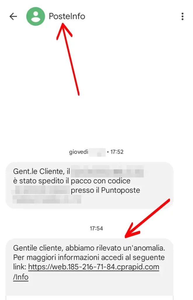 Truffa sms poste italiane