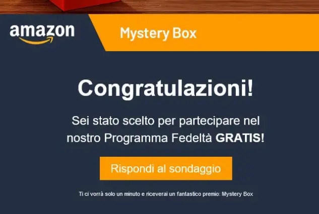 Ricompensa da Amazon, mistery box in cambio di sondaggio