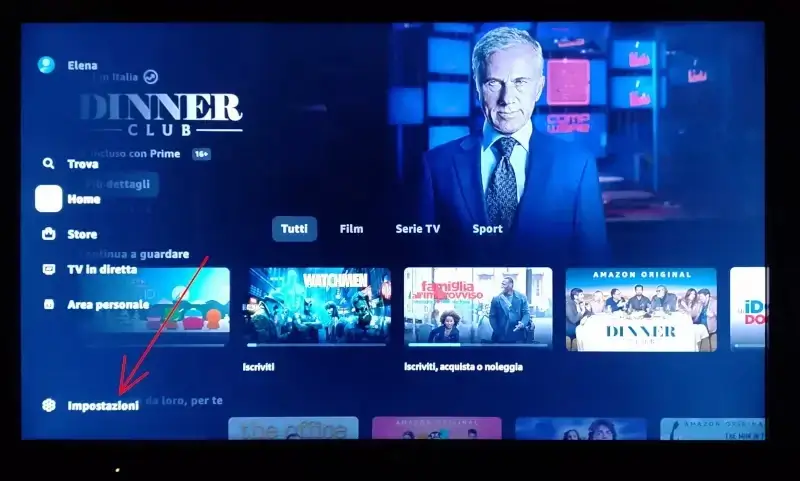 Apri l'app prime video sulla smart tv e clicca su impostazioni.