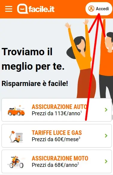 accedi a facile.it per cancellare il tuo account