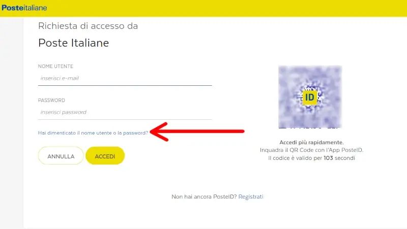 Recupero nome utente e password spid posteid