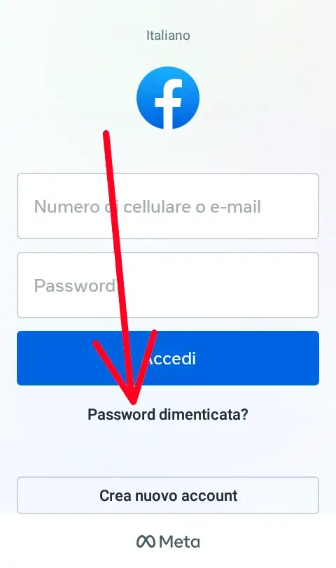 Recuperare la password sull'app di facebook