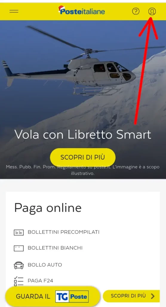 Vai sul sito delle poste ed effettua l'accesso