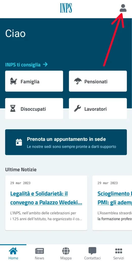 Dall'applicazione, fai l'accesso con spid per sapere se ti hanno versato i contributi