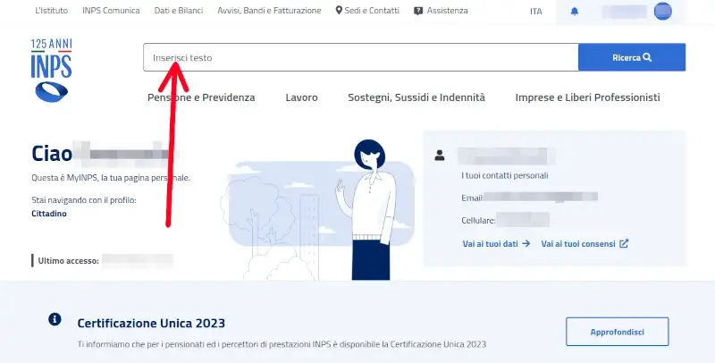 Dal computer sul sito Inps per verificare i contributi