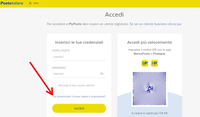 Recuperare la password dell'account poste italiane