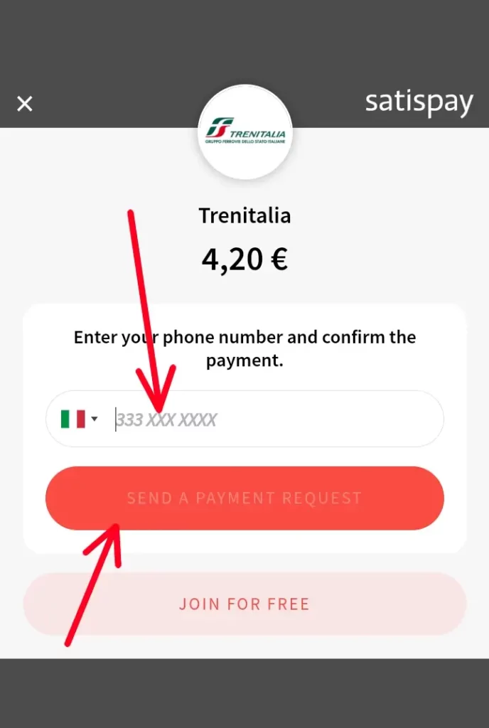 Effettua il pagamento del biglietto del treno tramite satispay