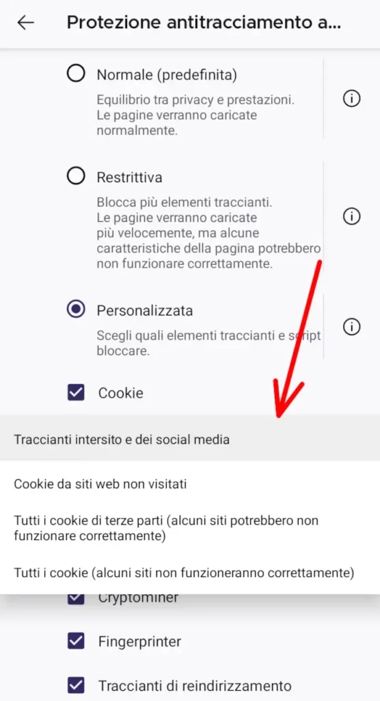 Procedi per eliminare i cookie di firefox