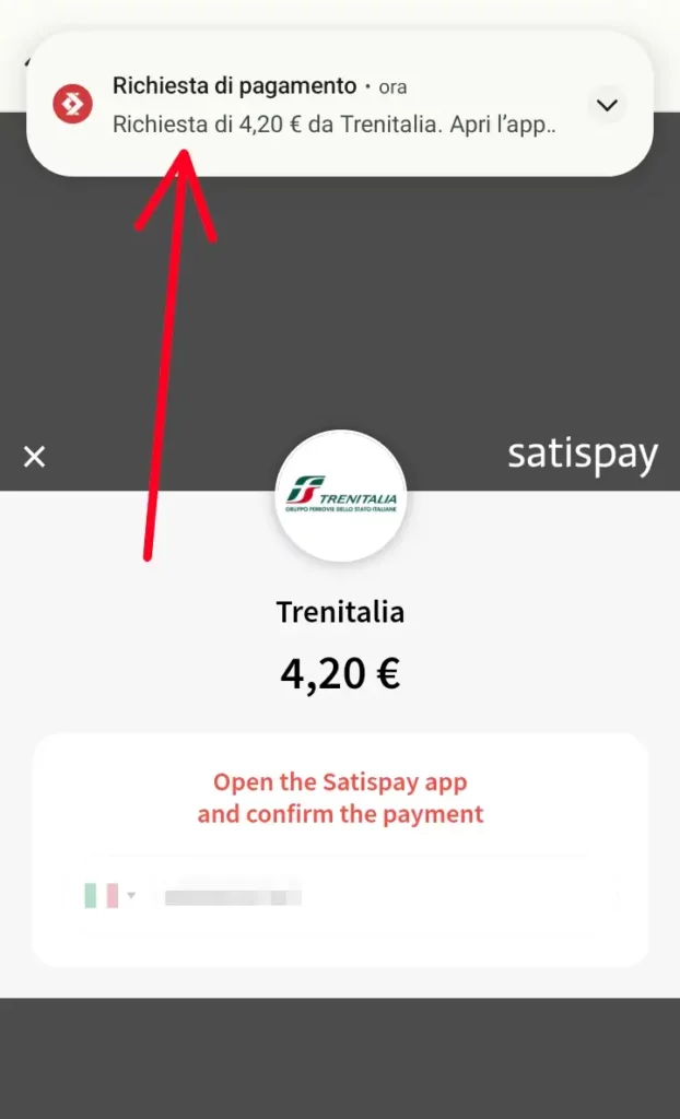 Ricevi la notifica della richiesta di pagamento su Satispay.