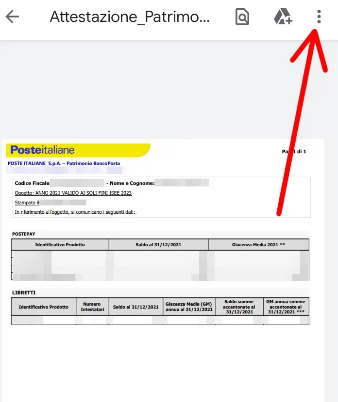 Esempio certificazione di giacenza media e saldo poste italiane