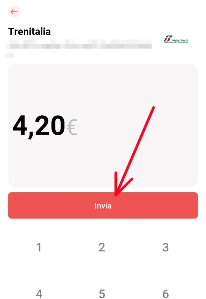 Inserisci l'importo su satispay e clicca su invia