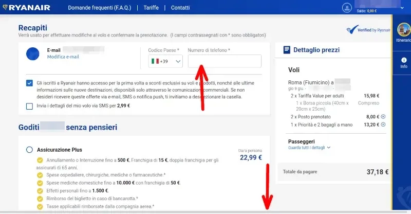 Inseriamo il numero di telefono per essere contattati