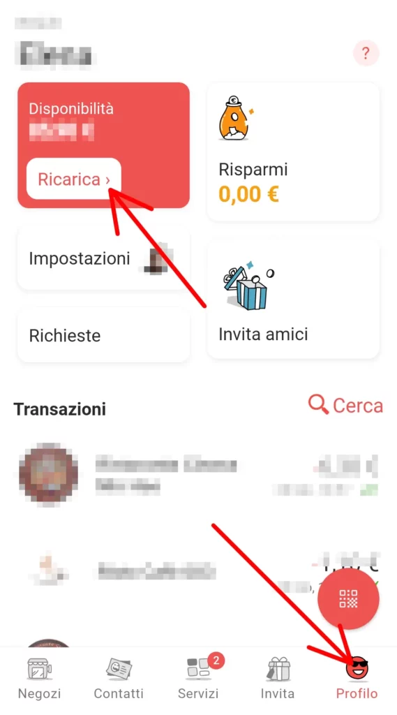 Usare Satispay . come ricaricare il conto